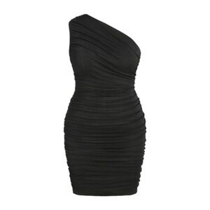 Women’s Plus Size Little Black Jersey One Shoulder Midi Dress, Size 3X